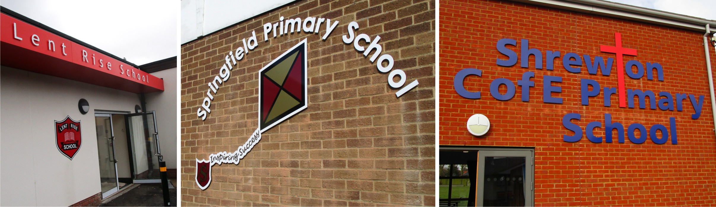 Individual cut out lettering and logos for schools